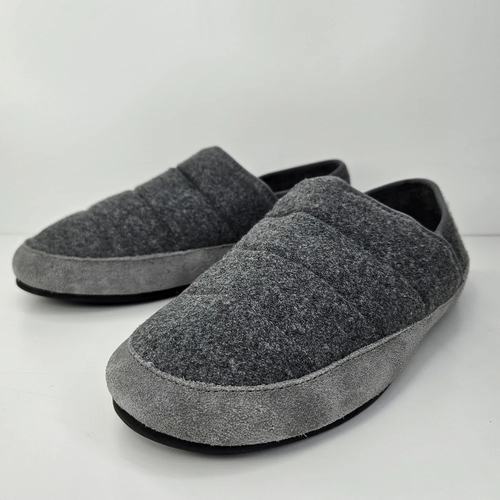 Vince Mens Harlow Heather Gray Fabric Suede Padded Loafer Slippers Sz 7.5